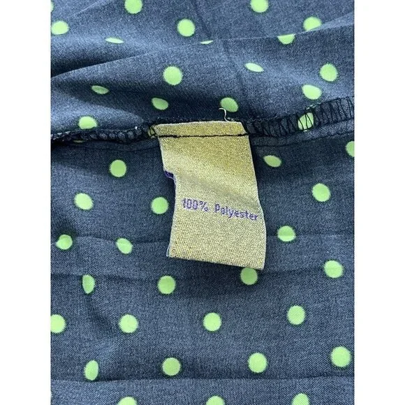 Princess Vera Wang 7 Tunic Top Dress Pleated Black Green Polka Dots Sheer Back - Picture 7 of 8